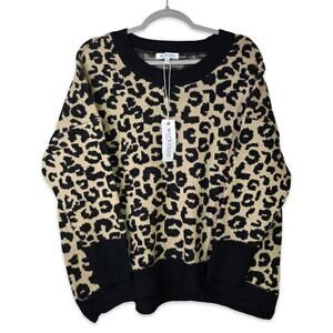 Workshop Republic Animal Print Pullover Sweater Women’s Large Long Sleeve NEW